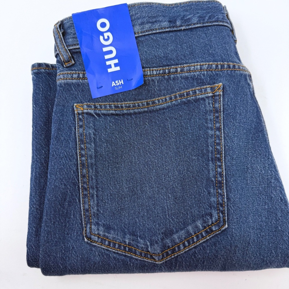 Hugo Ash Slim Fit Mens W34 L32 Jeans Blue Medium Wash Denim 50511502 NEW